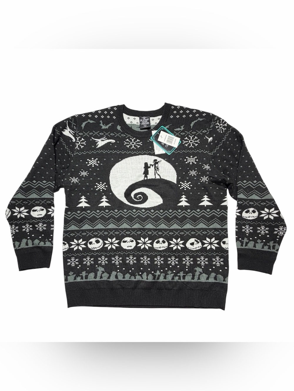 NWT Disney Nightmare Before Christmas Tim Burton Black Long Sleeve Sweater 2XL